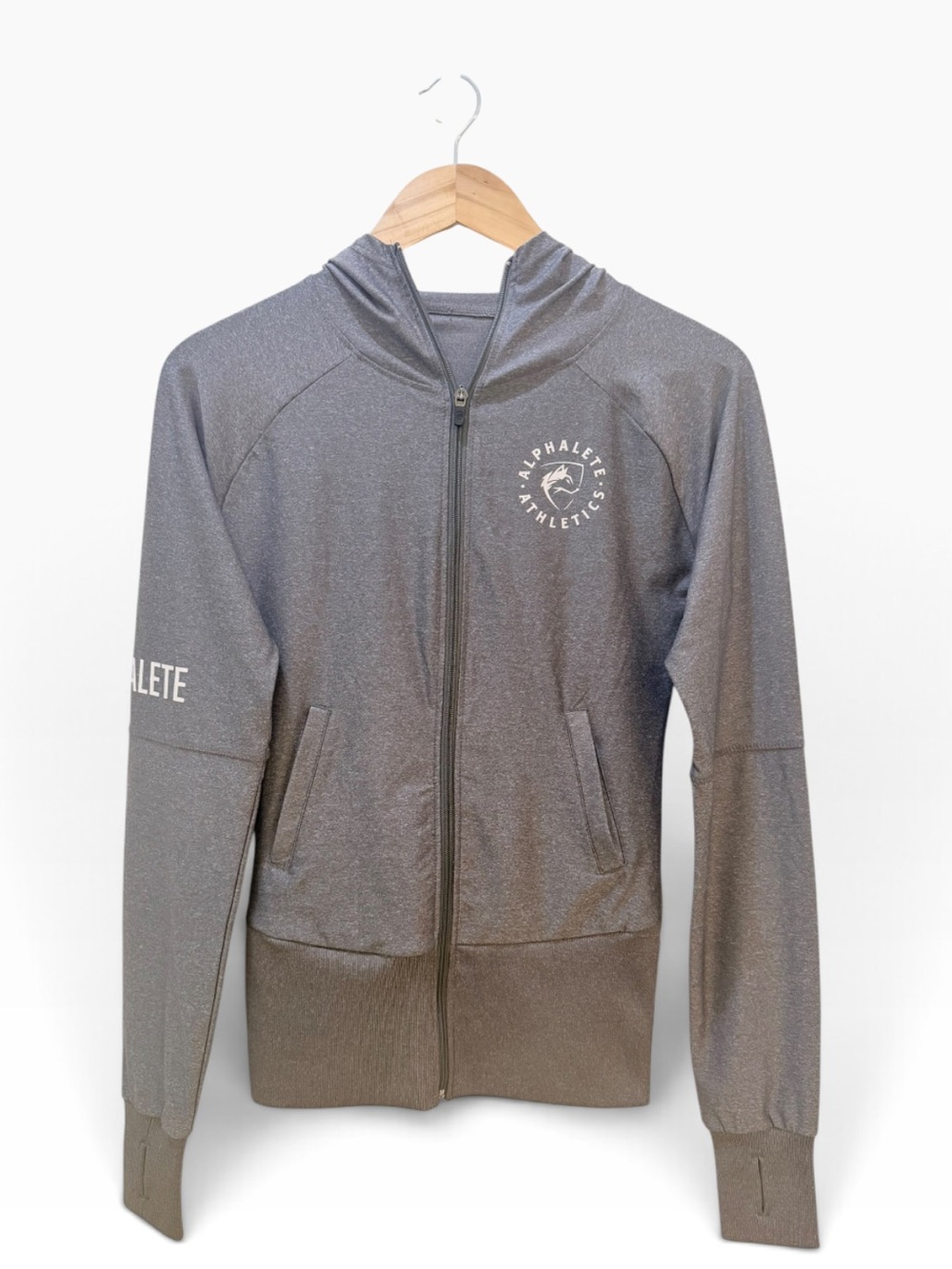 Alphalete Gray Hooded Full-Zip Performance Jacket